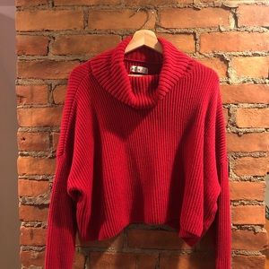 Hollister Red Ribbed Turtleneck Sweater